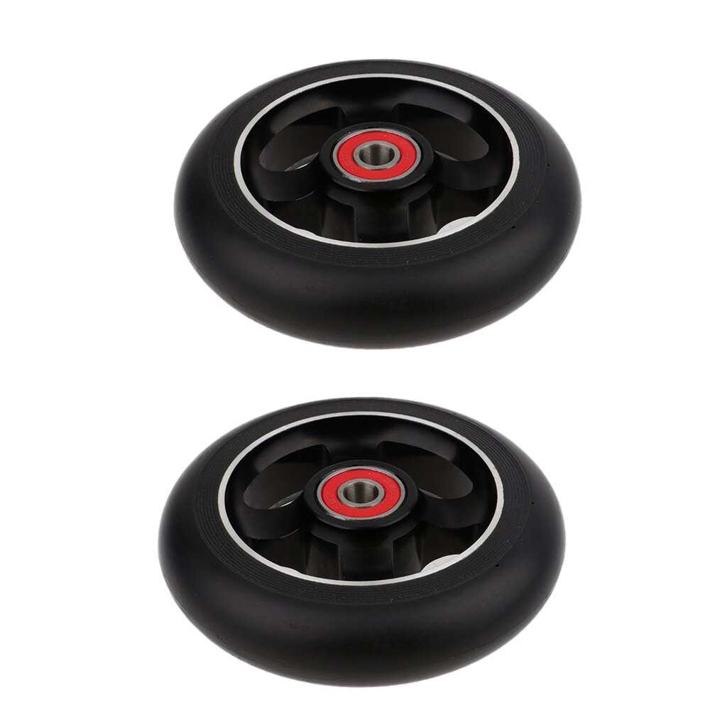 2 pcs Replacement 100mm Push/Kick/Stunt Scooter Wheels with Bearings &amp; Bushings: black