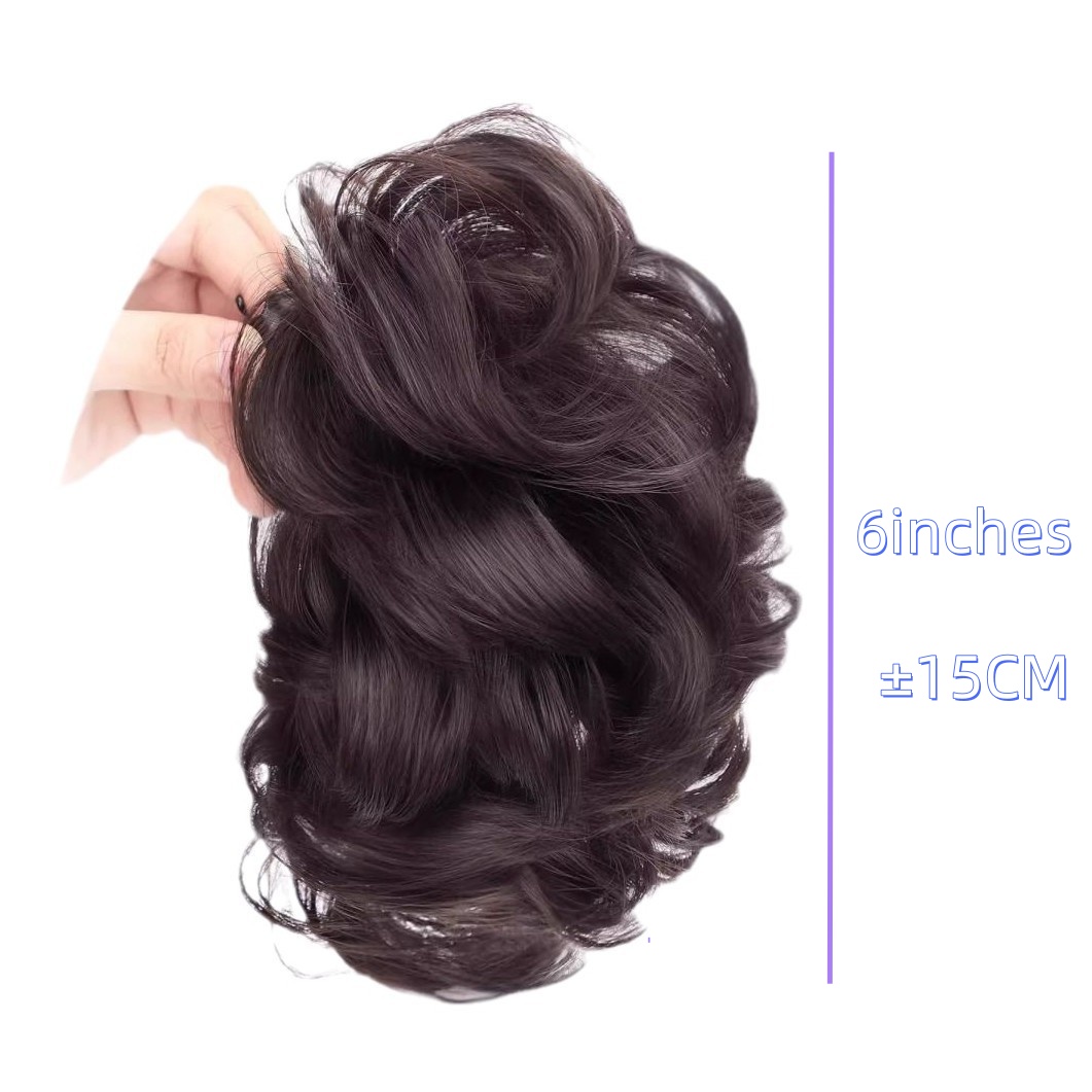 Synthetische damespruik - Luie bloemknopbroodje in scrunchie-stijl, modieus, natuurlijk en pluizig haarstukje.