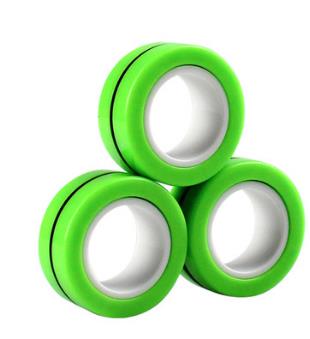 Magnetic Rings Anti-stress toy ring Stress Relief Ring toy For Autism ADHD Anxiety stress Relief Focus fidget finger ring: GREEN 3pcs