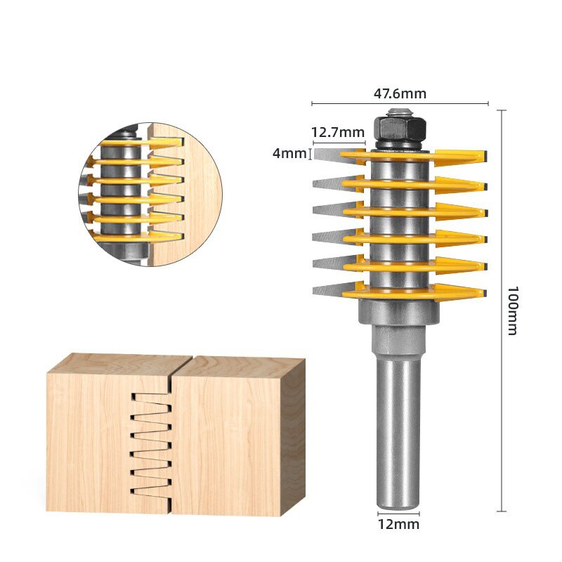 1pc 8mm 12mm 12.7mm shank Brand 2 Teeth Adjustable Finger Joint Router Bit Tenon Cutter Industrial Grade for Wood Tool