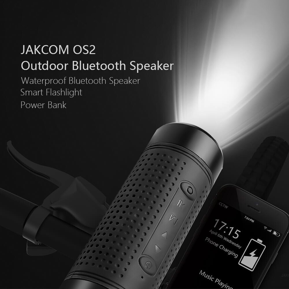 Portable Jakcom OS2 Outdoor Bluetooth Speaker Waterproof 5200mAh Power Bank Bicycle Subwoofer Bass LED Light+Bike Mount