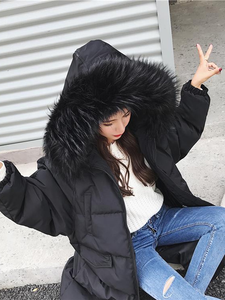 Manteau long rembourré au-dessus du genou pour femme en hiver, manteau coréen mi-long épais et ample