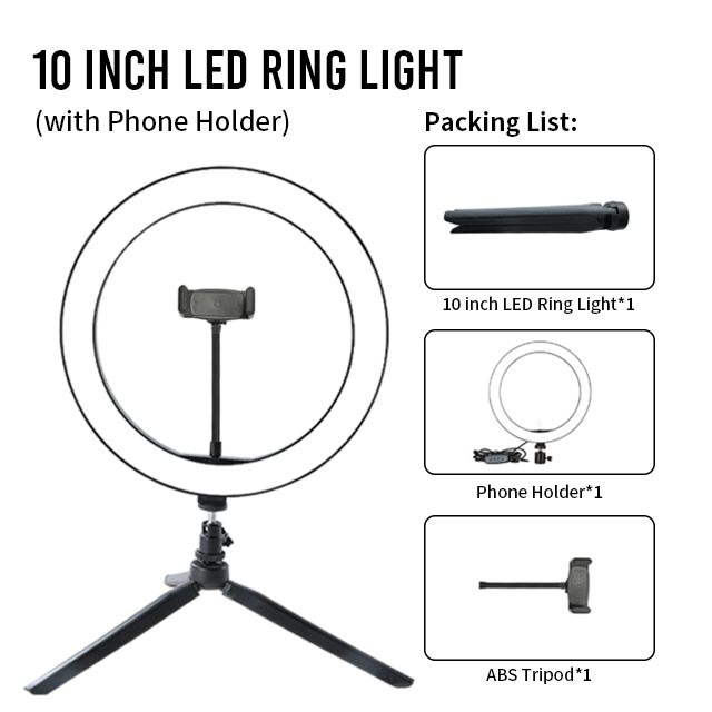 26cm anel de luz com tripé suporte fotografia lâmpada youtuber ao vivo photo studio circular lâmpada led selfie profissional luz anel: 02