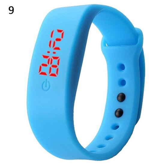 Sales! Aankomst Vrouwen Mannen Siliconen Band Band Digitale Led Display Armband Pols Sport Horloge: Blauw