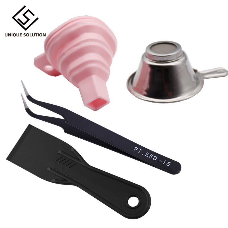 Entonnoir en silicone, filtre métal de résine UV, pinces, spatule laque SLA, outil spécial, pièces, parties d'imprimante 3D ANYCUBIC Photon DLP,: Pink