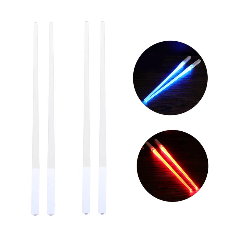 1 Pair of Light Up LED Lightsaber Chopsticks Durable Lightweight Portable BPA Free and Food Safe (Red)