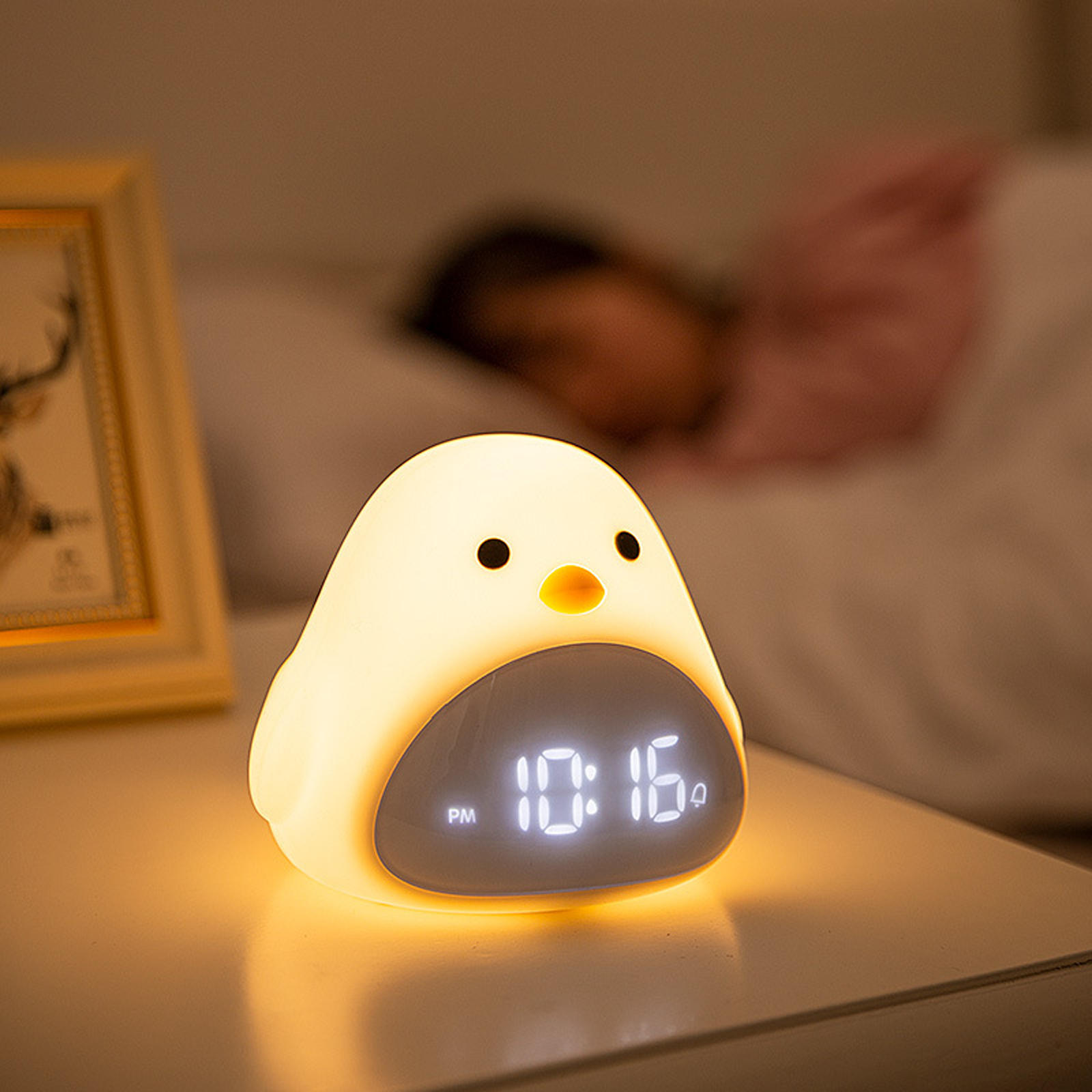 Kids Alarm Clock Button Control Wake Up Light Digital Clock Sleep Trainer