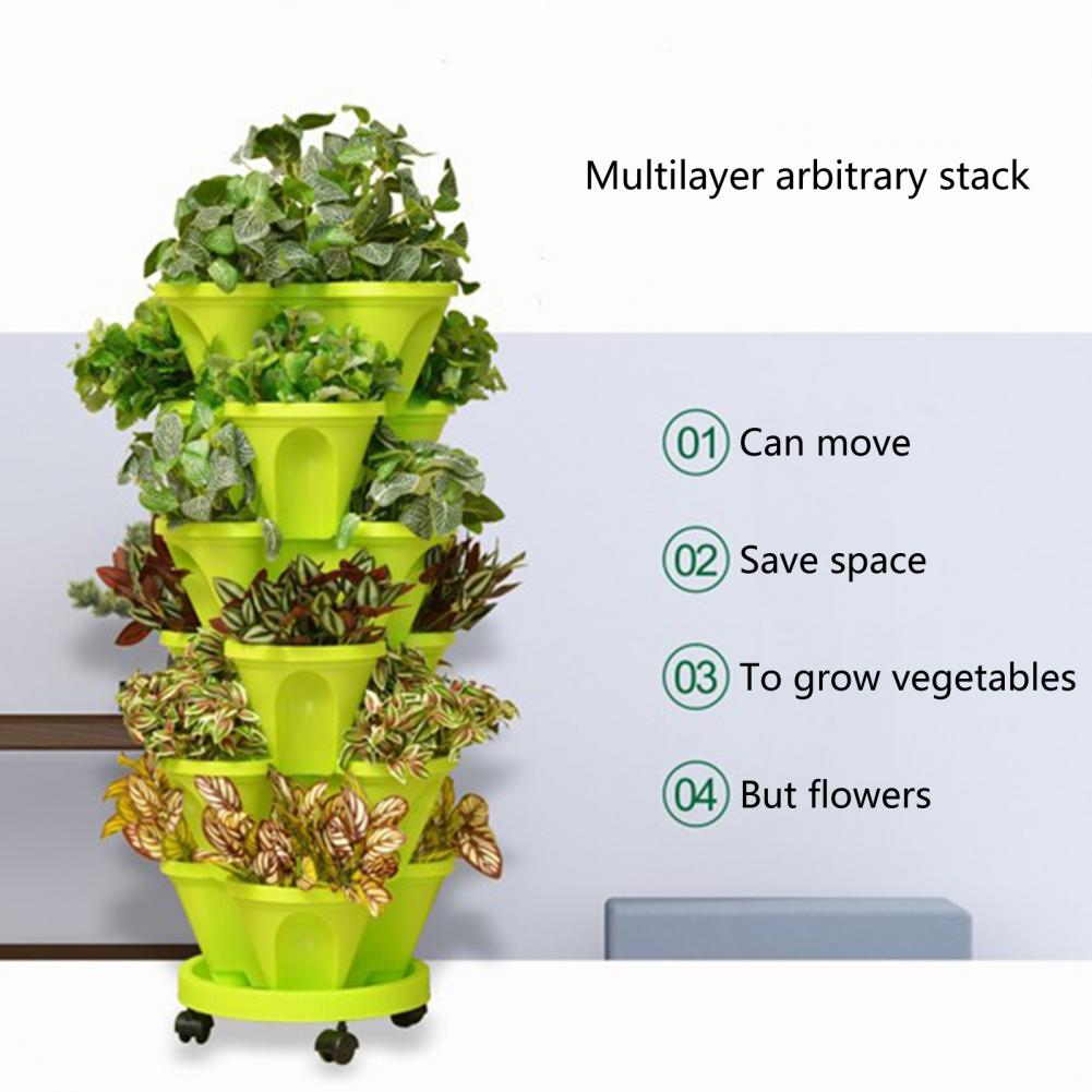 Stackable Flower Pot Non-slip Wide Application Plastic Sturdy Vertical Assorted Space-saving Planter Household Supplies