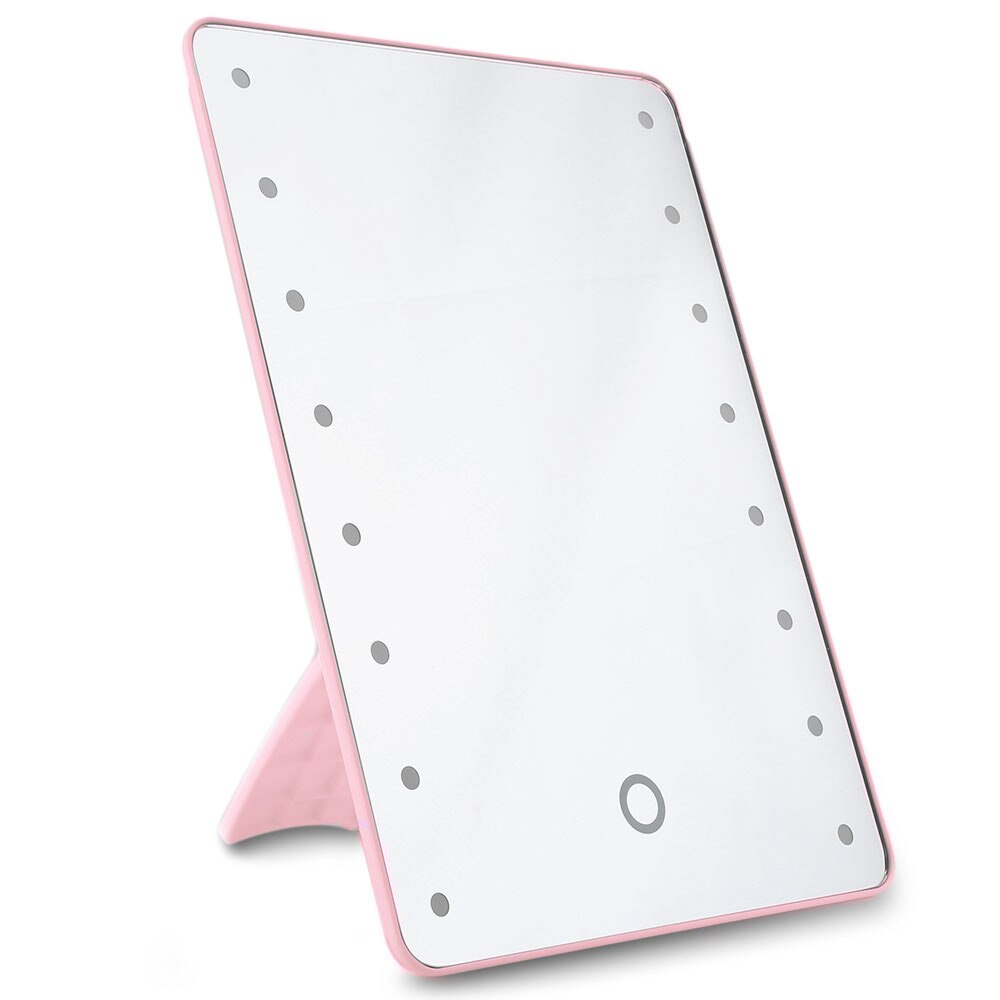 LED Makeup Mirror Touch Screen Mirror with 22 LED Lights Bright Adjustable Make Up Mirrors Operated Stand for Tabletop Bathroom: Pink 16 LEDs