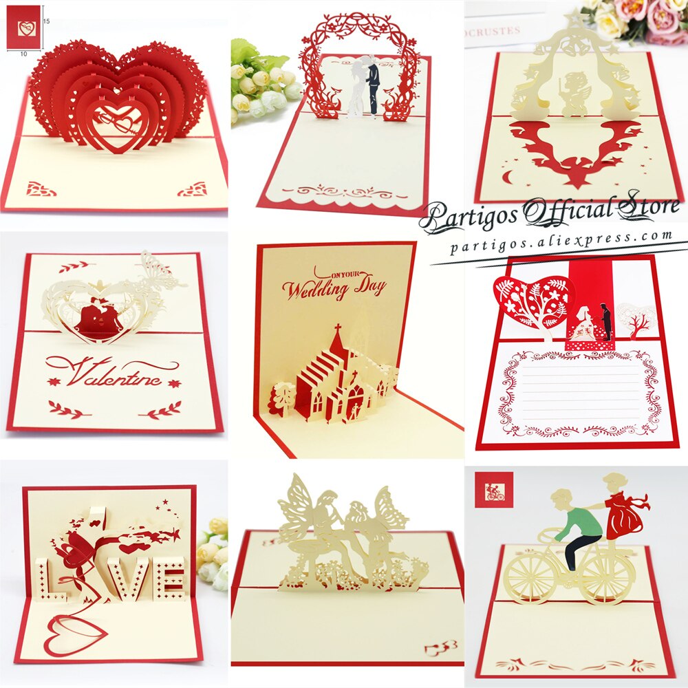 4pcs Cards Valentines Day Postcard Wedding Invitation Greeting Cards Anniversary for Her especially for you Love Card