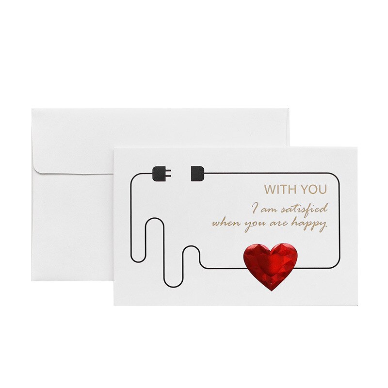 Seks stilarter solidt rødt hjerte lykønskningskort med konvolutter romantisk brev jeg elsker dig for evigt bryllupsinvitation: B