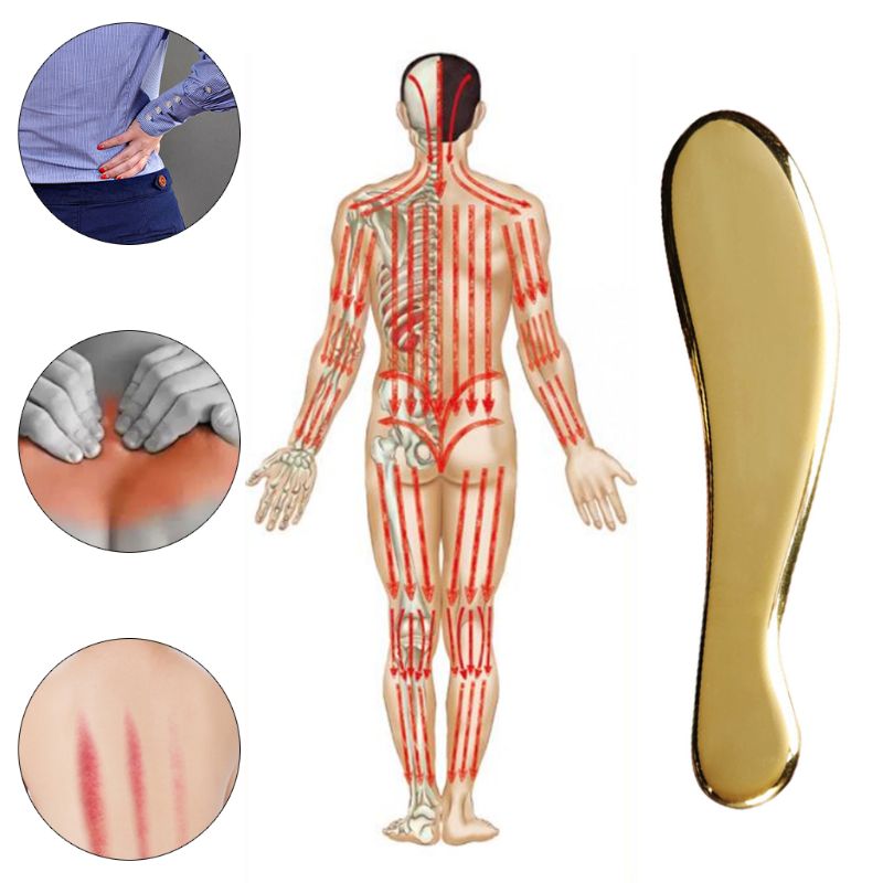 Koppar gua sha massageverktyg, fysioterapiverktyg mjukvävnadsterapi som används för rygg, ben, ansiktsbehandling, armar, nacke, axlar