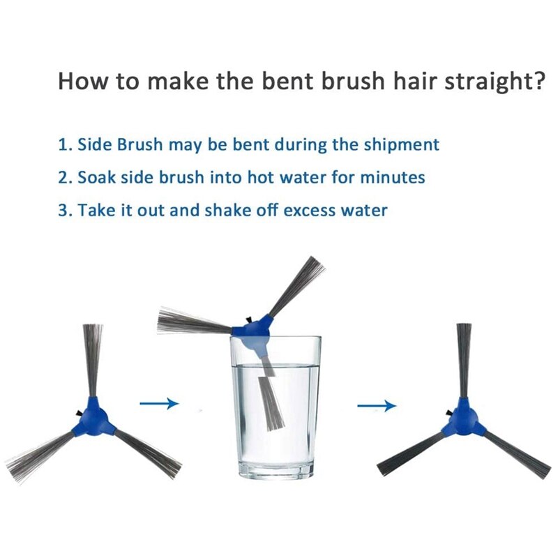 8Pcs Replacement Side Brushes for Coredy R300 R550(R500+) R650 R700 R3500, GOOVI 1600PA, Bagotte BG600, IMartine 1600PA