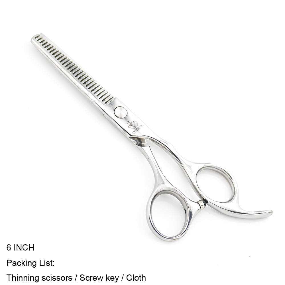 Japan Hair Scissors set Silver 5.5 INCH 6 INCH Hairdressing scissors Hair Cutting scissors Very Sharp Lyrebird: Thinning nobox 6INCH