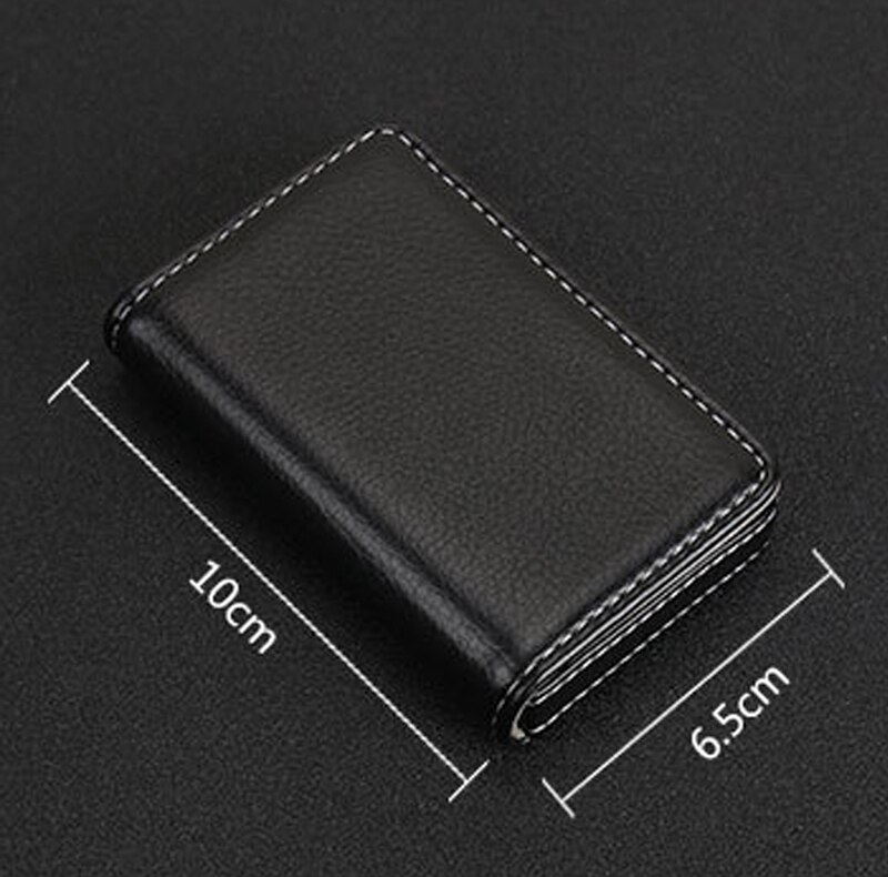 Ezone Leer Mannen Business Kaarthouder Credit Card Case Magnetische Knop Bankkaart Wallet Case Kaarthouder Voor Vrouwen 6.5*10Cm
