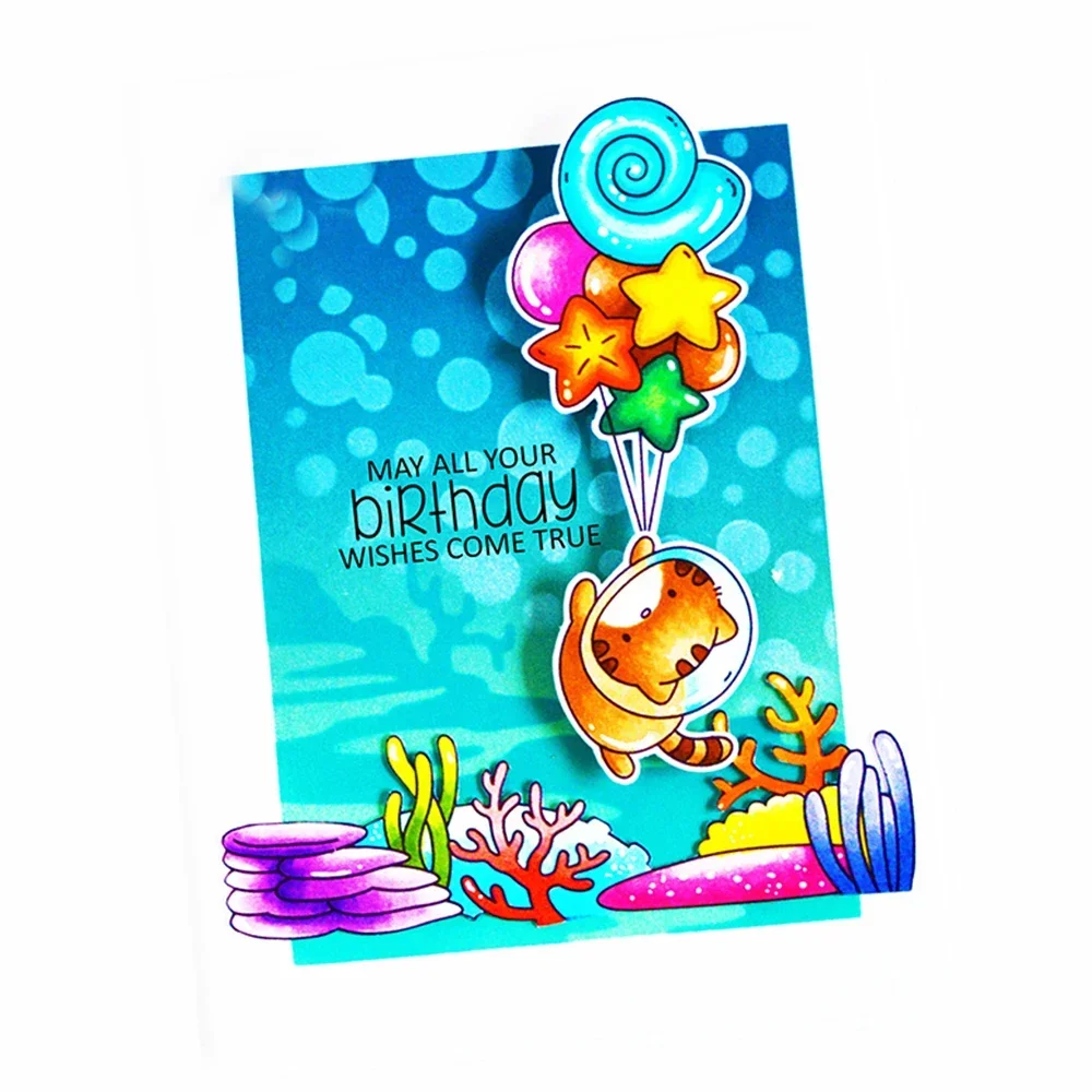 Ballonbos Sea Whale Peckish Knuffels Stempels en Stansmessen Zonnebloemen Alle Ingebouwde Stempel Voor DIY Scrapbooking Kaarten Maken