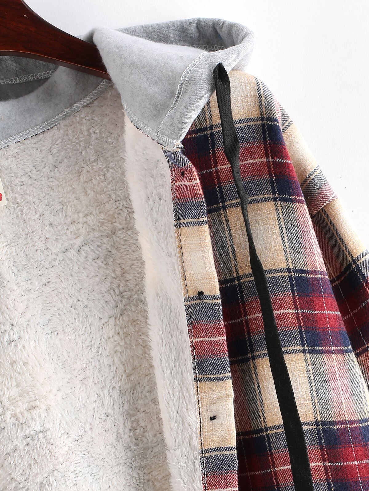 ZAFUL Vintage à capuche Plaid veste flanelle manteau femmes hiver sweats à capuche manches longues ample décontracté vêtements de dessus pour femmes Chic hauts