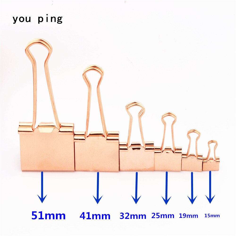 3 Colors 15mm 19mm 25mm 32mm 41mm 51mm Clamp Paper Binder Clips Bookmark Clips Memo Clip Student School Office Supplies