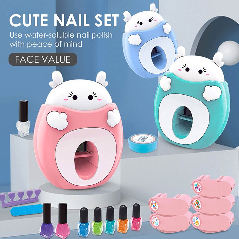 10 Pcs Prinses Pretend Play Nail Art Kit Kid Speelgoed Nagels Stamper Mini Machine Veilige Formule Meisje Nagellak Set voor Kinderen Speelgoed