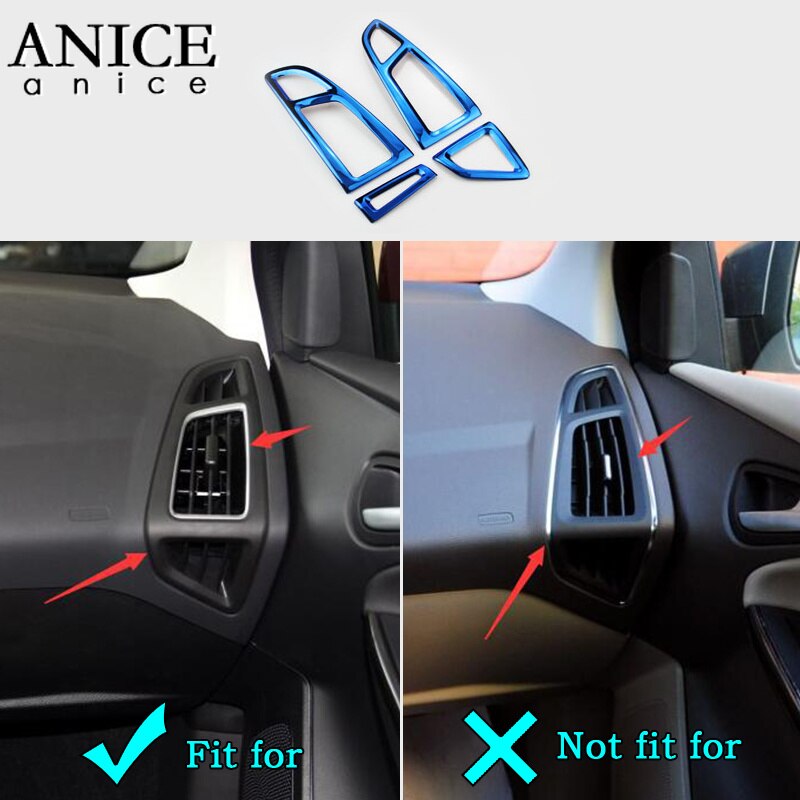 For Ford Focus MK3 stainless steel Interior dashboard air conditioner vent Trim 4PCS LHD LEFT HAND SIDE