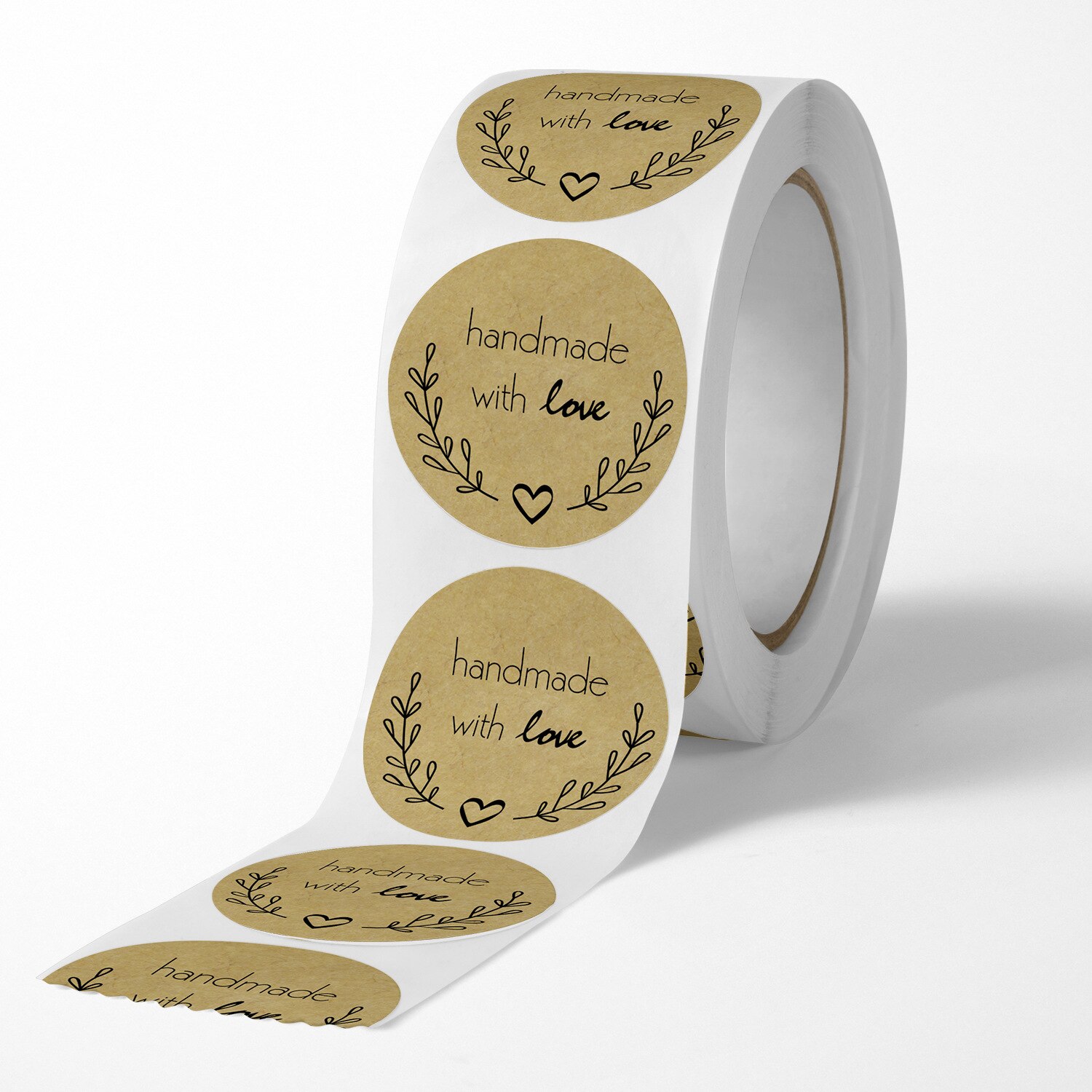 25/38mm 500pcs Kraft Paper Handmade with Love Stickers Scrapbooking for Envelope and Package Handmade Seal Labels Sticker