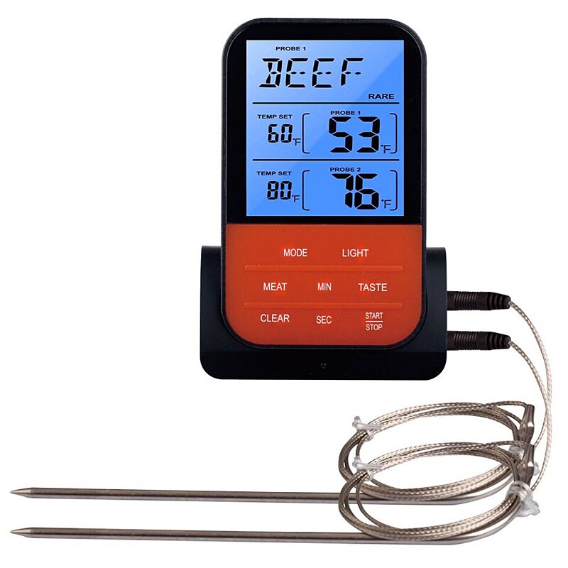 Draadloze Afstandsbediening Vlees Thermometer Dual Probe Digitale Backlight Koken Oven Bbq Keuken Voedsel Thermometer Grillen Barbecue