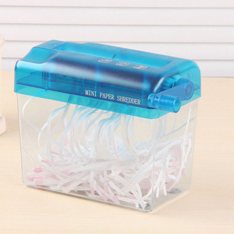 Mini trituradora portátil de suministros para oficina y escuela, máquina de corte de sección de papel A6 alimentada por USB, color negro y azul
