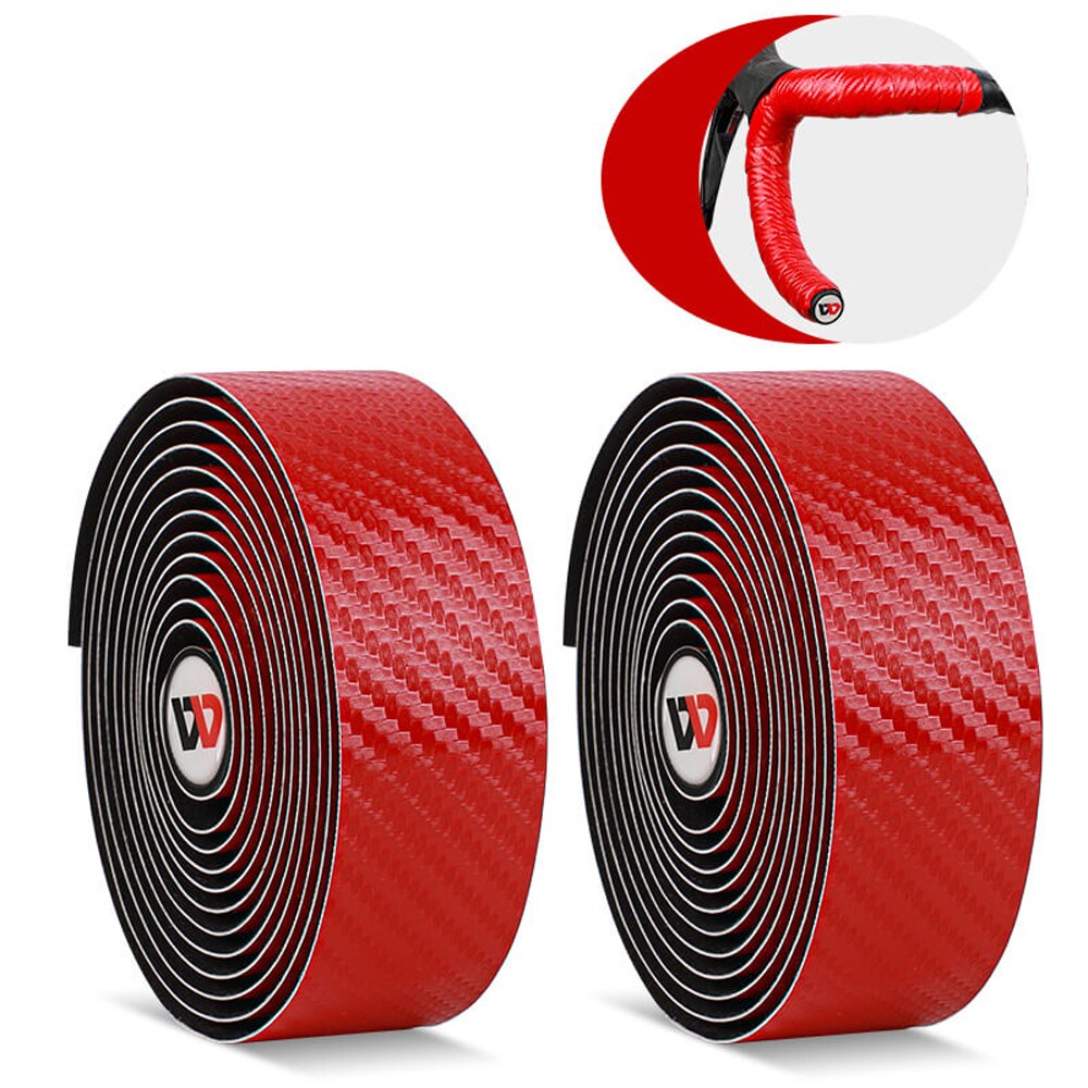 Kulfiber håndtag tape mønster eva pu tape praktisk stødsikker sejhed dæmpende anti-vibration bar tape bælte til landevejscykel: Rød