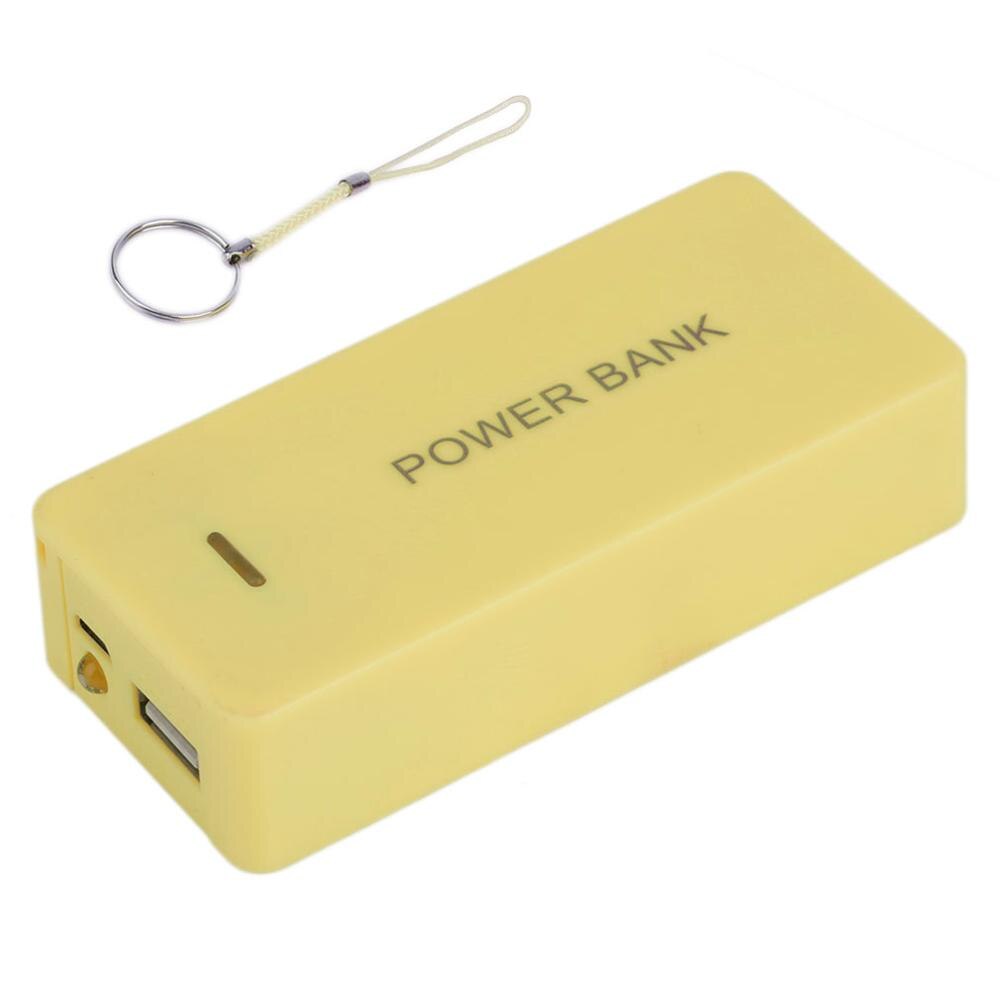 Portable Power Bank Case External Mobile Backup Powerbank Battery Case USB Universal Charger Adapter Storage Box: Yellow