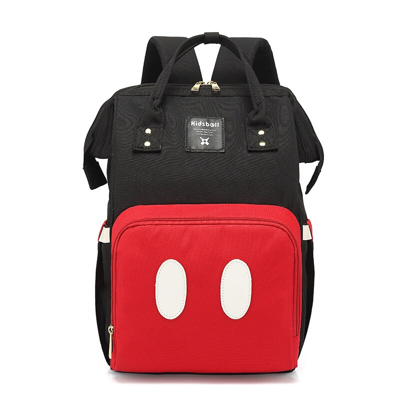 Casual Veelzijdige Schooltas Luiertas Grote Capaciteit Multi-Functionele Schooltas Reizen Zakenreis Dagelijks Leven Rugzak: Black Red Mickey