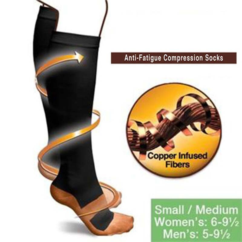 Unisex Anti-Fatigue Compression Sock Miracle Copper Toot Pain Relief Anti Fatigue Magic Socks Support Knee High Stocking BC0133