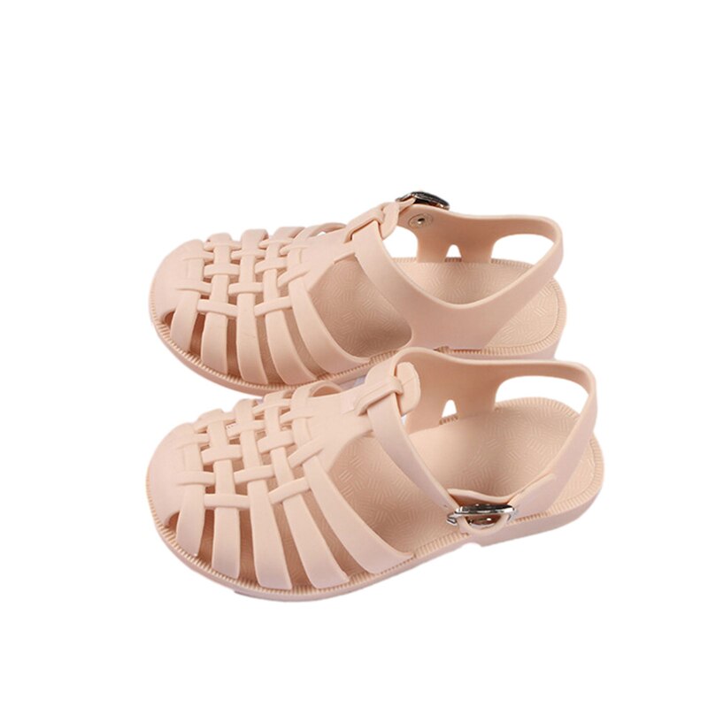 Sandales plates d'été pour enfants, chaussures de marche ajourées, couleur unie, pour filles et garçons: Rose / 26