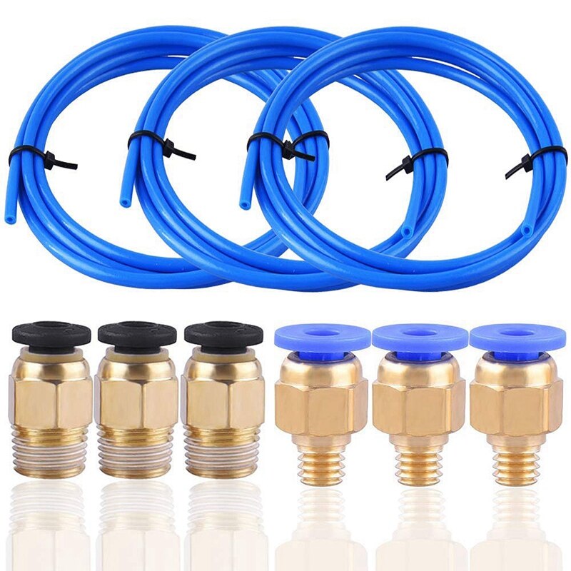 Teflon Rohr Ptfe Blau Schläuche (1,5 Meter) mit 3 Stück Pc4-M6 Armaturen Und 3 Stück Pc4-M10 Männlichen Gerade Pneumatische Pefe Rohr Pu