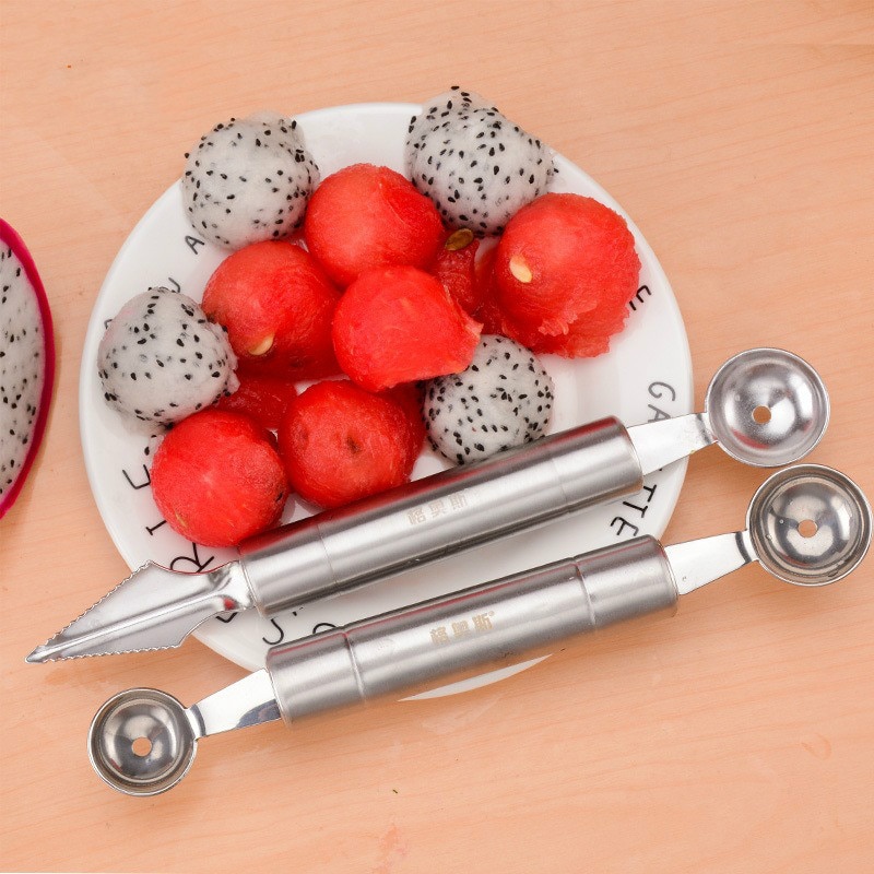 Fruit Snijgereedschap Fruit Slicer Keuken Vleesmes Rvs Fruit Tweekoppige Watermeloen Pulp Lepel Keuken Gadgets