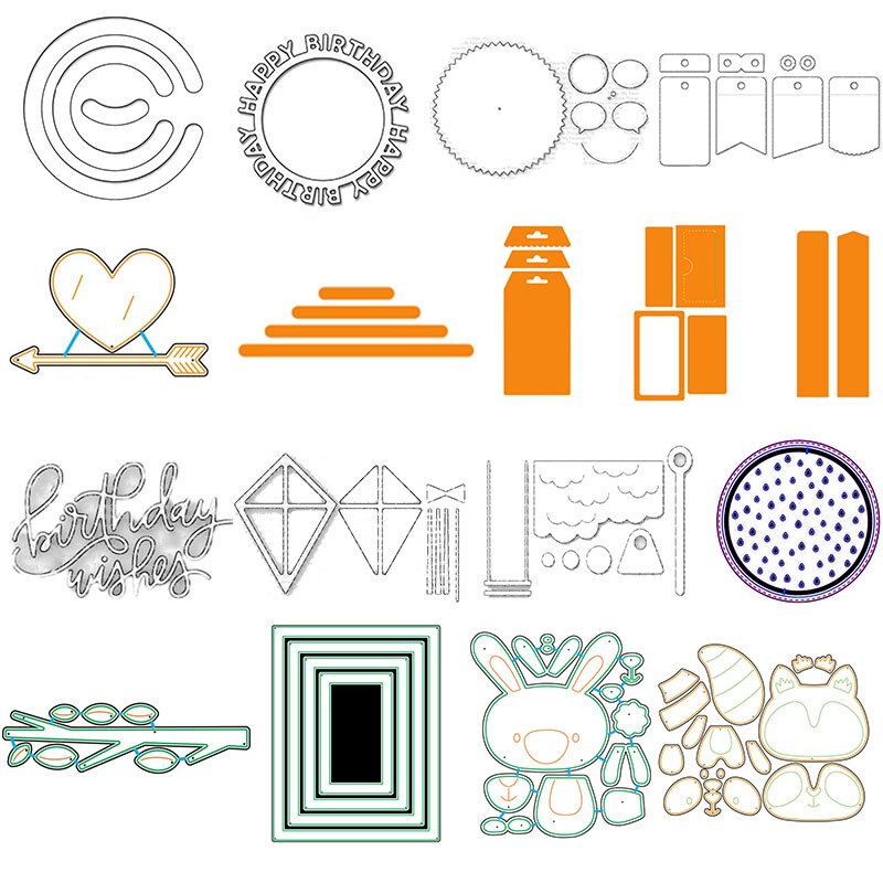 "grattis på födelsedagen" ord cirkel metall skärformar för scrapbooking hantverk stansade kort gör prägling stencil foto