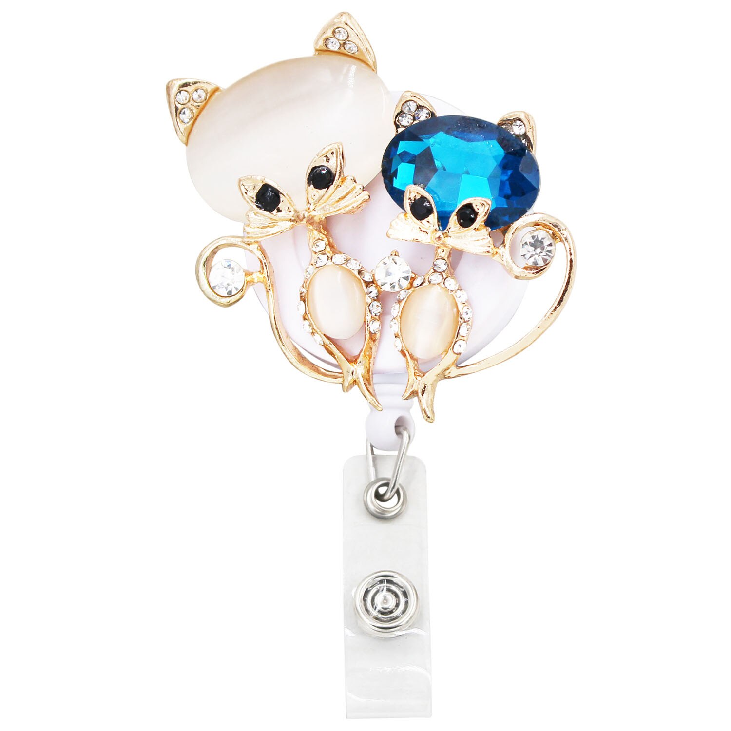 Animal Retractable Badge Holder with Alligator Clip Retractable Cord ID Badge Reel Fox Dress Girl Horse Style: K55