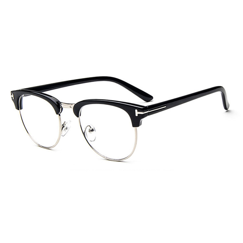 iboode Half Frame Transparent Spectacle Frames Women Men Anti-fatigue Computer Glasses Retro Classic Clear Lenes Eyeglasses