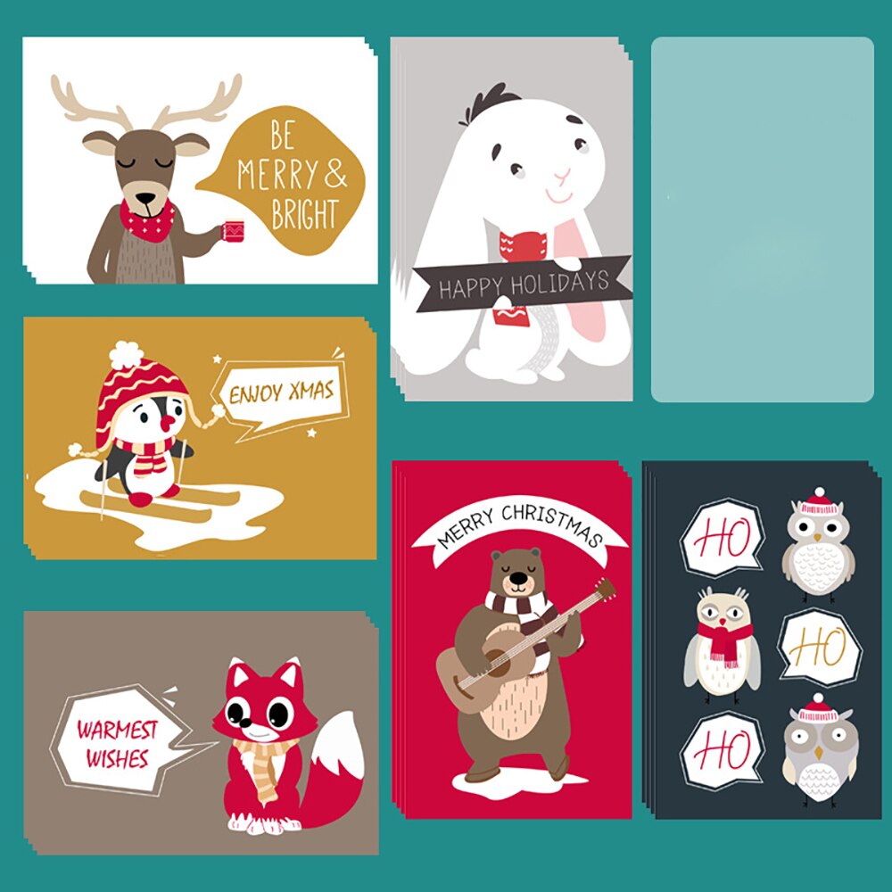 24pcs Christmas Cards Merry Christmas Year Party Invitation Letter Greeting Cards Cards Party Supplies Wrap Decoration