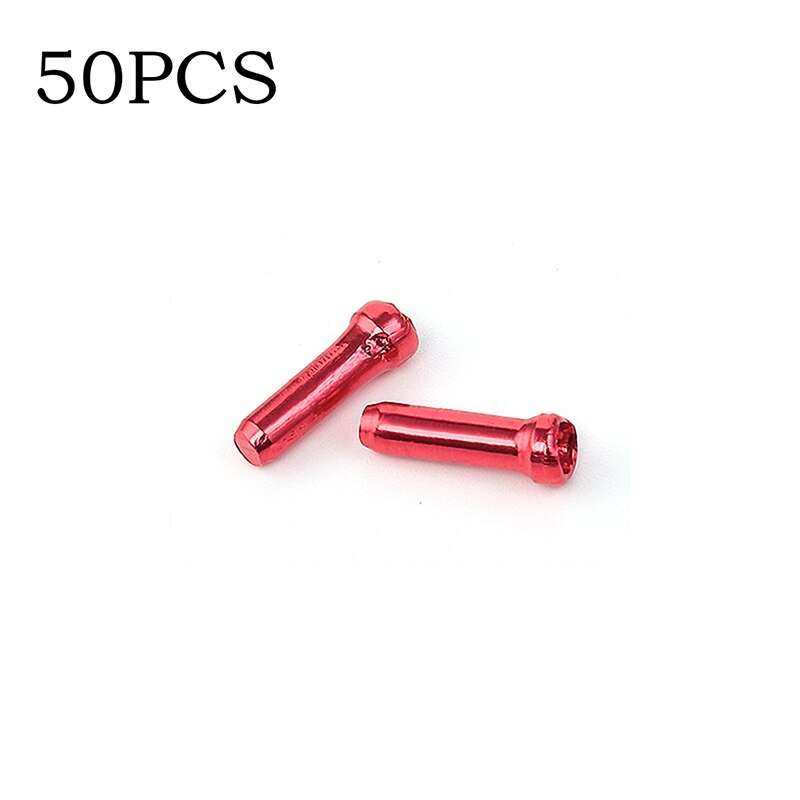 Palanca de cambios de freno para bicicleta de montaña, Cable interno consejos engarzados de aluminio, pieza de ciclismo deportivo, casquillos finales, accesorios para bicicleta, 50 Uds.: red  50pcs