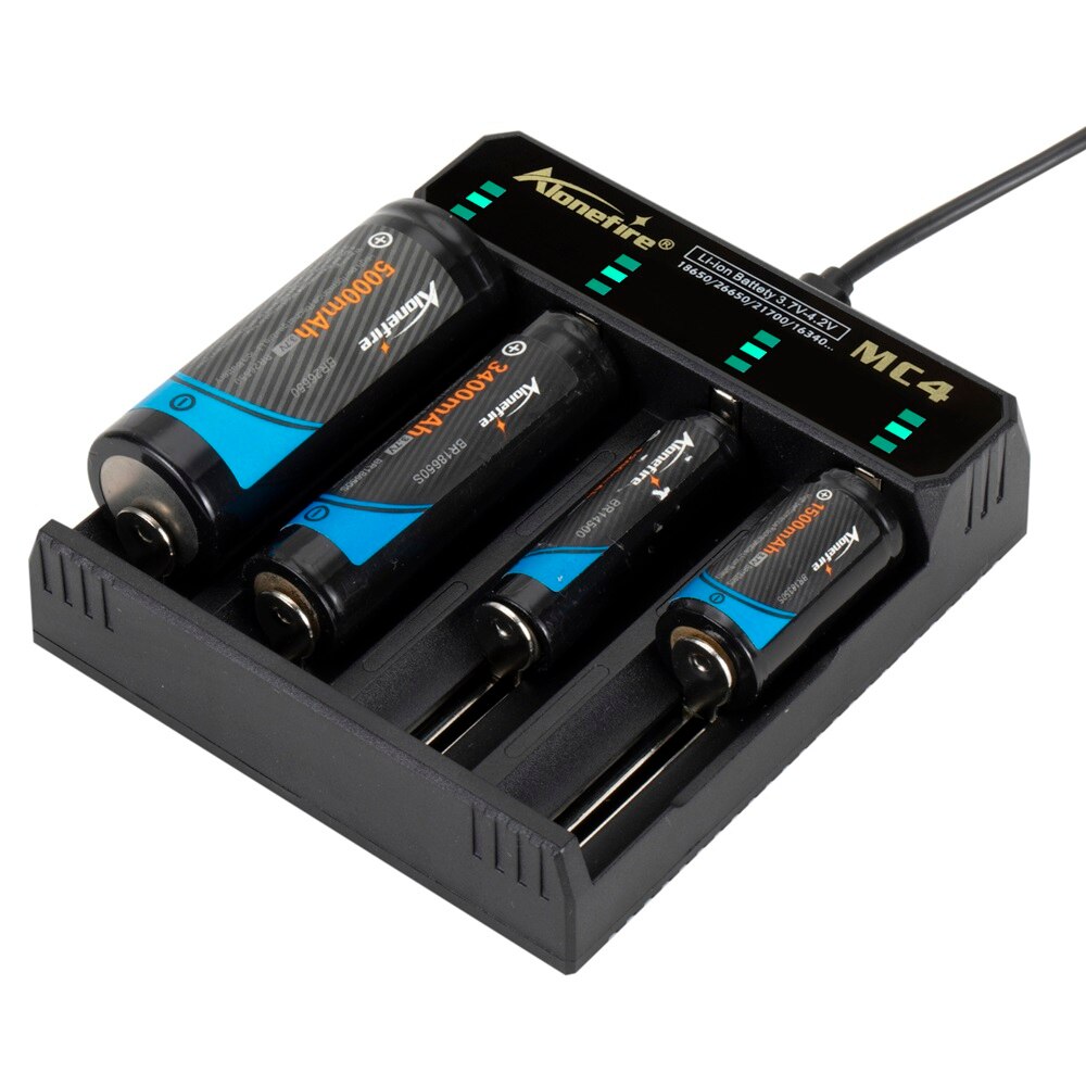 Alonefire MC4 3.7V 18650 Intelligent Battery Charger Li-ion Battery 4.2V Four Slot with short circuit protection Flashlight batt