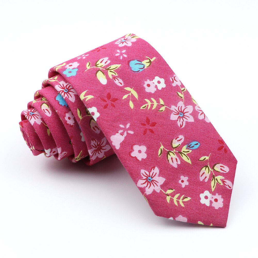 Cotton Floral Tie For Men Women Skinny Print Necktie For Wedding Casual Man's Neckties Classic Suits Flower Cravat