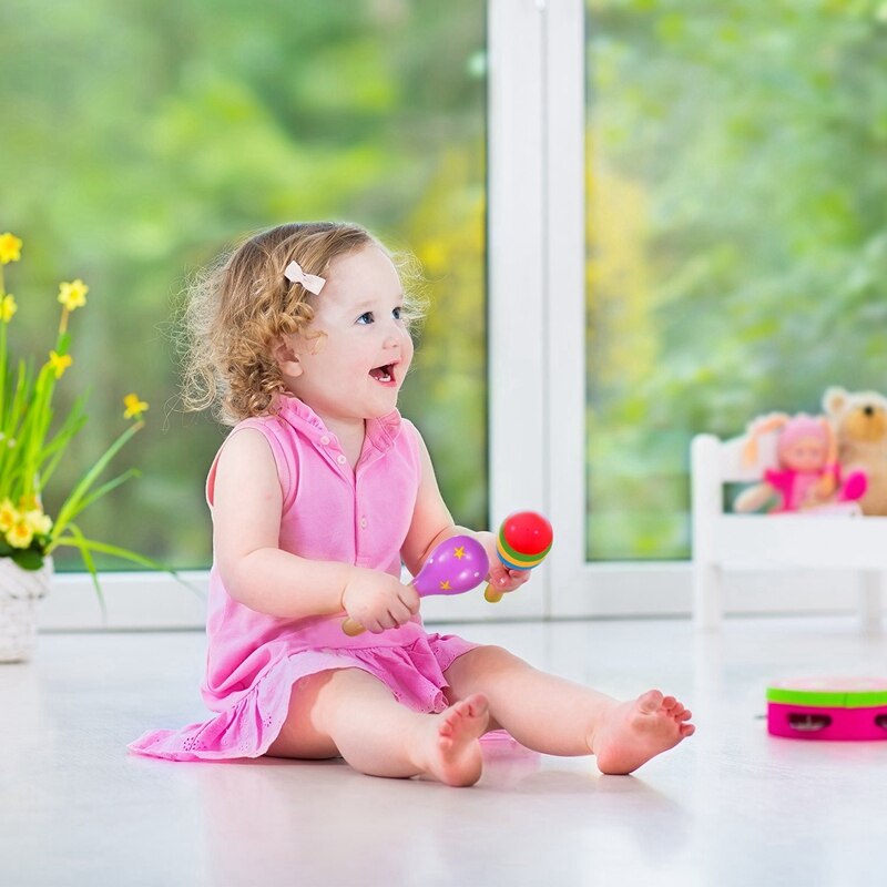 12 Stuks Maracas Voor Maraca Party Gunsten Houten Maracas Kleurrijke Mini Maracas Voor Fiesta Gunsten Muziekinstrumenten Maracas, R