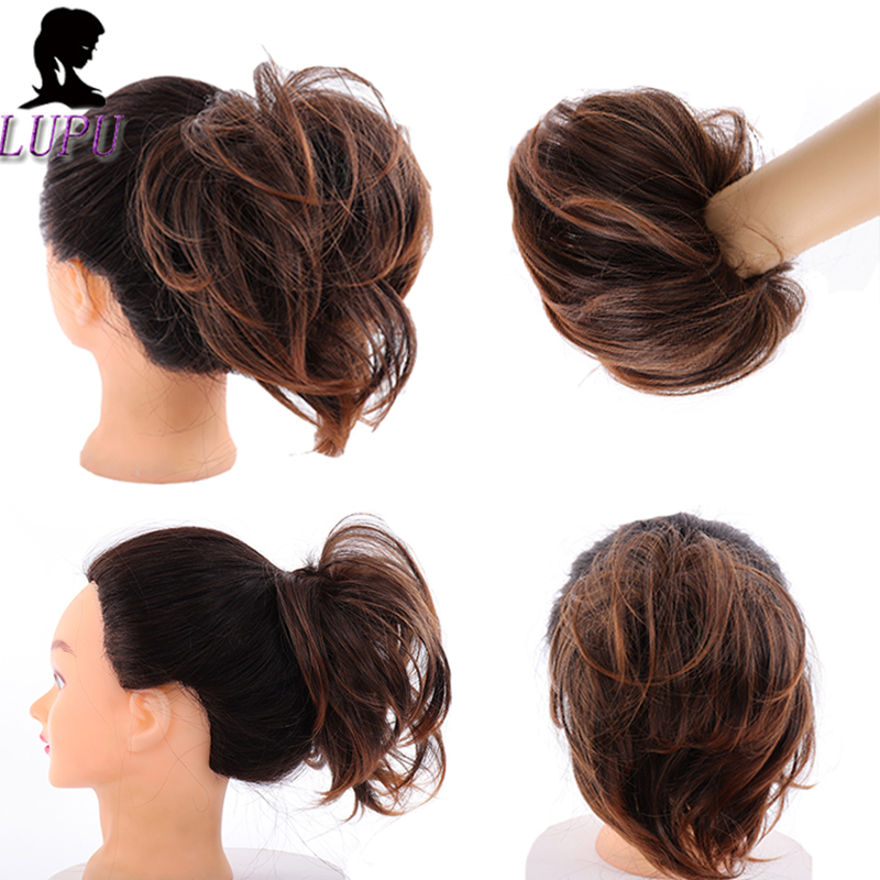 LUPU Messy Chignon Synthetic Hair Scrunchies Ponytail Hair Bun Hairpiece Dount Elastic Band For Women High Temperature Fiber