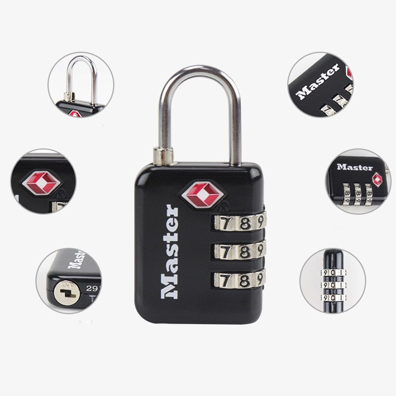 Master Lock TSA Lock 3 Digit Password Customs Luggage Padlocks Anti-theft Mini Code Lock for Suitcase Luggage Bag Travel