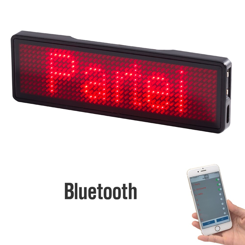 Bluetooth digital LED badge DIY programmable scrolling message mini LED display party event clear 11*55 pixels LED name sign