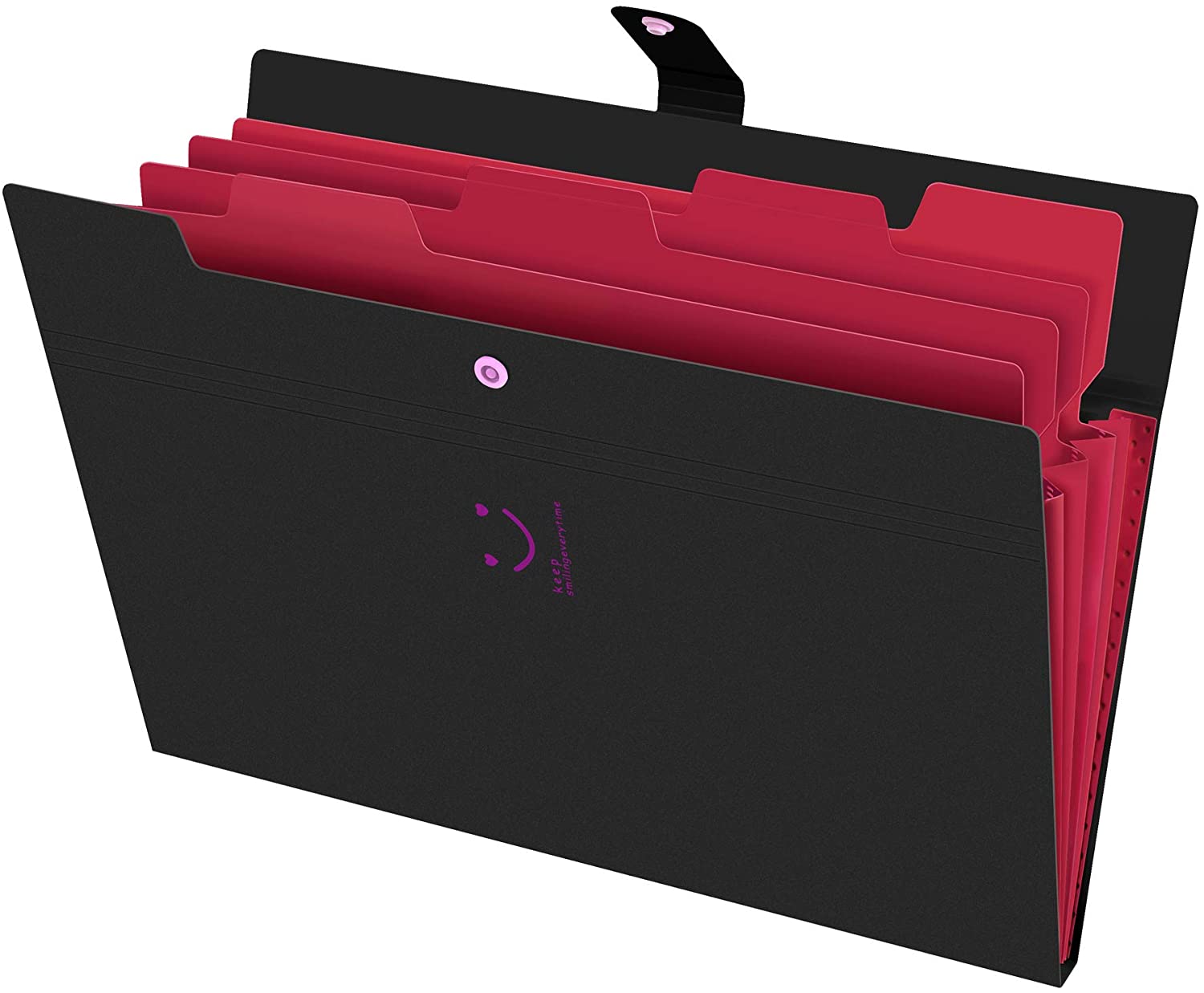 Expanding File Folders 5 Pockets Document Organizer A4 Letter Size Plastic File Folder with Labels Document Holder: Black
