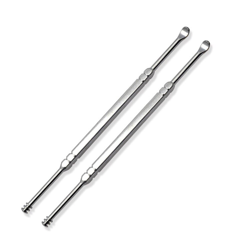 Stainless Steel Double Head Ear Scoop Spiral Ear Digging Metal Ear Cleaning Tool 360 degree rotary spring ear spoon