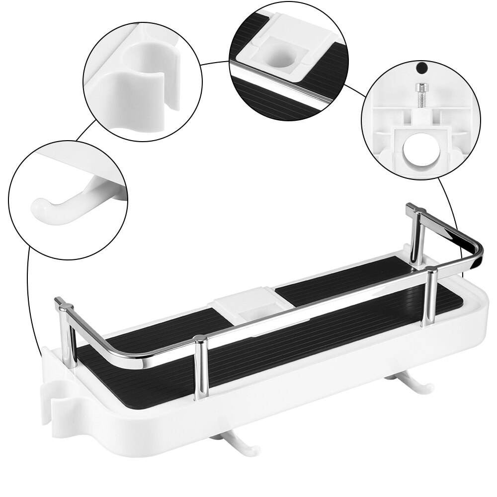 JUSHFO Practical Bathroom Pole Shower Storage Rack Holder Large Pole Shelf Shower Storage Caddy Rack Organiser Tray Holder 1PC