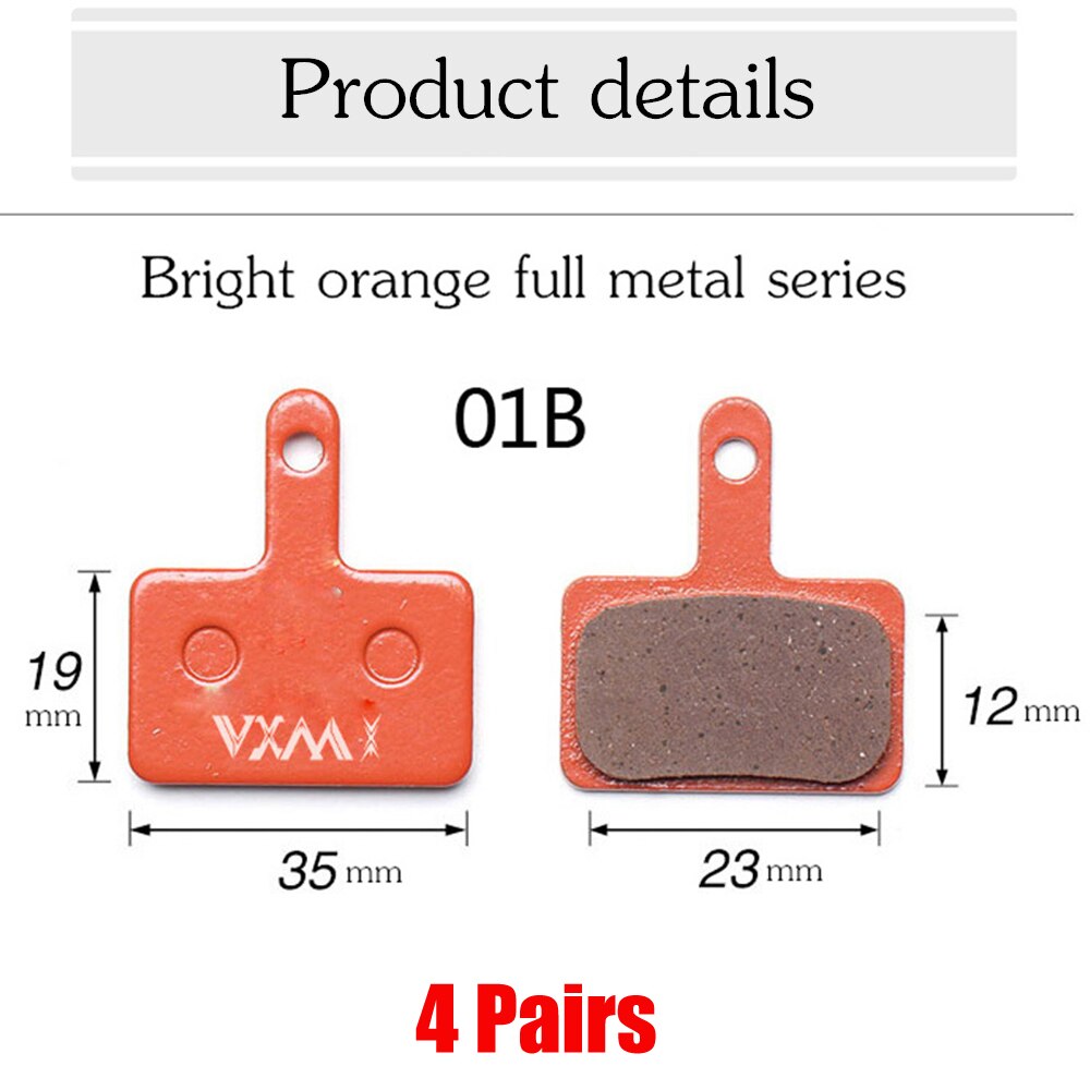 Fiets Schijfrem Pads 4 Pairs Mountainbike Koperen Semimetal Hydraulische Schijfremblokken Voor Shimano Fiets Onderdelen Vervanging: all metal
