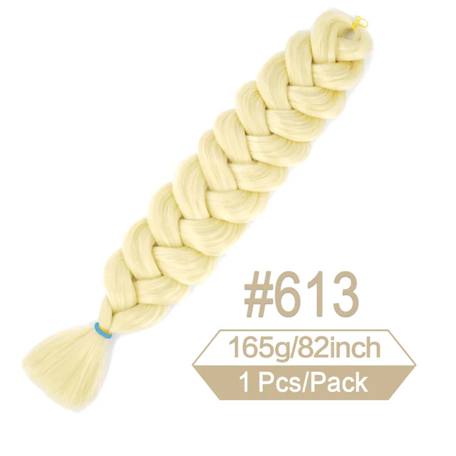Trenzas sintéticas de pelo trenzado Jumbo de 82 pulgadas de largo, extensiones de cabello de ganchillo, trenza preestirada de 165g, para mujeres negras: # 613 / 3 unidades por lote